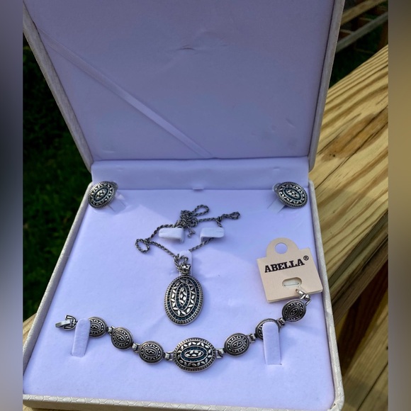 Abella Jewelry - Abella Silver Necklace Elegant Jewelry set ( necklace, ring ,earrings, bracelet)